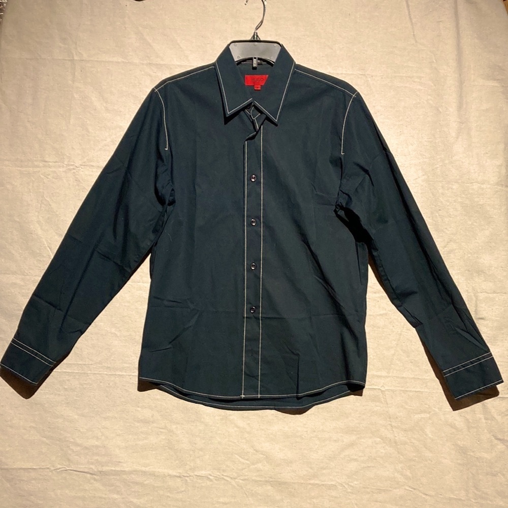 Hugo Boss Long Sleeve Button Up Women Sz M Black Casual Made in Turkey Pre-owned